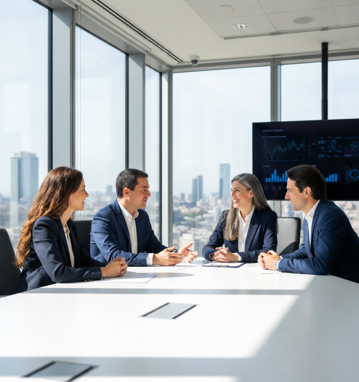 Equipo revisando información de gestión